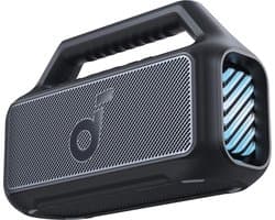 soundcore Boom 2 Outdoor Speaker, 80W, Subwoofer, BassUp 2.0, 24H Playtime, IPX7 Waterproof, Floatable, RGB Lights, USB-C, Custom EQ, Bluetooth 5.3, Portable For Outdoors, Camping, Beach, and Backyard-Zwart