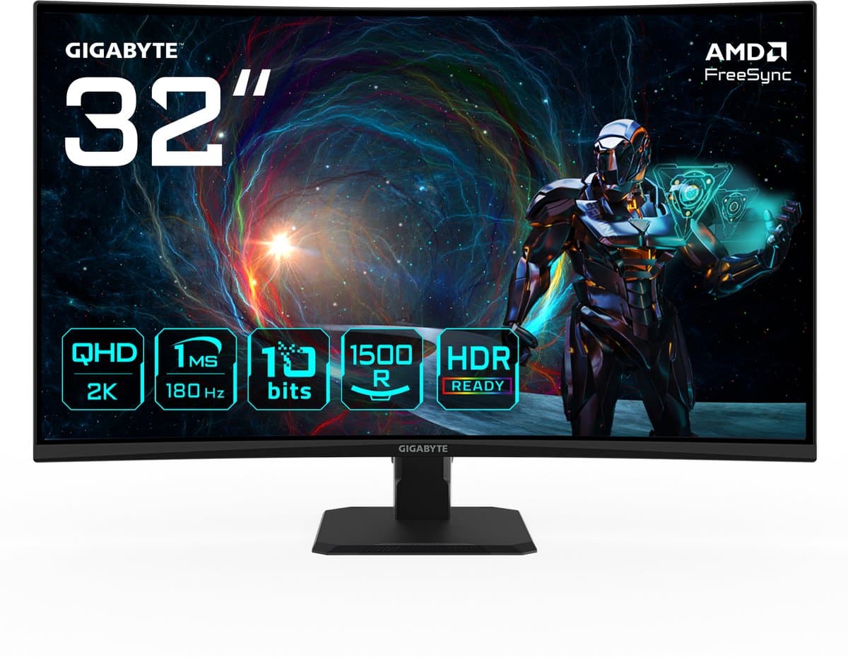 GIGABYTE GS32QCA computer monitor 80 cm (31.5") 2560 x 1440 Pixels Quad HD LED Zwart — afbeelding 1
