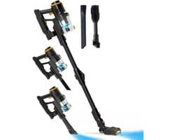 Heevey steelstofzuiger draadloos - Zonder zak - 60 min gebruikstijd - Vacuum cleaner - Snoerloze stofzuiger - Kruimeldief - 220W - 150 airwatts - Met 2 verschillende opzetstukken