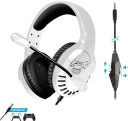 Spirit of Gamer Headset – Kinder Koptelefoon - Koptelefoon - Microfoon – Geschikt Voor Headset Nintendo Switch/PS5/PS4/Xbox Series X/S/Xbox One/Pc – Ruisonderdrukkende Microfoon – Verstelbare hoofdband – Helder geluid – Zwart/Wit — thumbnail 3
