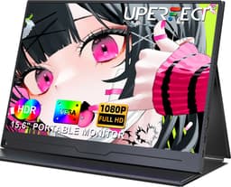 UPERFECT T03 15.6" FHD Portable Monitor 1080P IPS 60Hz Draagbaar monitor with Dual USB-C/HDMI & Speakers, for Laptop/Switch/MacBook (VESA Mount + Leather Case) — thumbnail 1