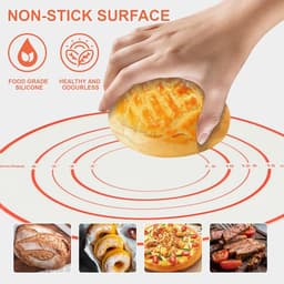 2 Stuks Bakmat Voor Nederlandse Oven - Met 3x Deegschraper - Siliconen Bakmat - Broodslinger - Hittebestendig Tot 230° - Deegmat - Broodbakmat - BPA-Vrij - Herbruikbare Nederlandse Ovenvoering Met Lange Handvatten - Voor Airfryer, Oven En Magnetron — thumbnail 9
