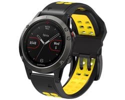 Stravo Zachte Siliconen Bandje met Dubbele Gesp - Geschikt voor Garmin Fenix 5x (Plus) Fenix 6x (Pro) Fenix 7x (Pro-Sapphire-Solar) Garmin Fenix 8 - 51mm Enduro 1-2-3 - QuickFit 26mm Siliconen Horlogeband voor Garmin smartwatches - Zwart
