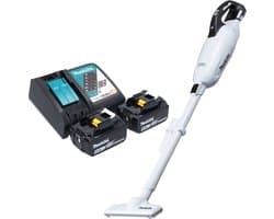 Makita DCL 281 FRGW accu stofzuiger 18 V wit borstelloos + 2x oplaadbare accu 6.0 Ah + lader