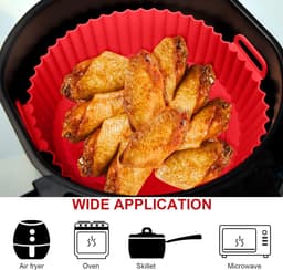 2 Stuks - Rood - Air Fryer Siliconen Bakje - Airfryer Accessoires - Airfryermand - Geschikt voor Airfryer, Oven, Magnetron - Siliconen - Opvouwbaar - Gemakkelijk op te bergen — thumbnail 4