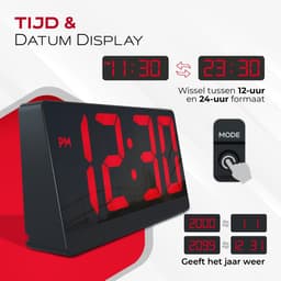 Caliber HCG006 - Wekker met groot display - Zwart — thumbnail 4