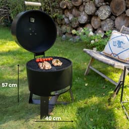 HEAT Houtskoolbarbecue - Compacte Draagbare BBQ met Thermometer en Luchtregulatie - Zwart Staal - 40x40x57 cm — thumbnail 2