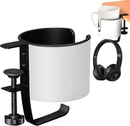 StayPowered 2-in-1 Hoofdtelefoon & Bekerhouder - Houd Je Bureau Georganiseerd - Eenvoudige Installatie - Antislip Design - Wit - Levering Sneller dan Aangegeven! — thumbnail 1