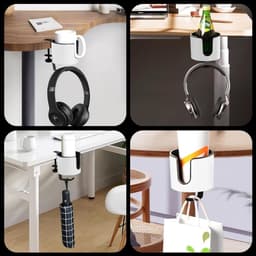 StayPowered 2-in-1 Hoofdtelefoon & Bekerhouder - Houd Je Bureau Georganiseerd - Eenvoudige Installatie - Antislip Design - Wit - Levering Sneller dan Aangegeven! — thumbnail 3