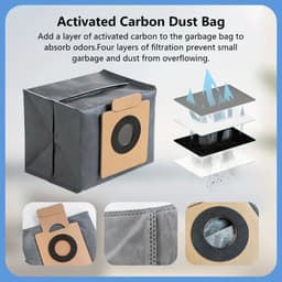 PolkaHome 29 stuks reserveonderdelen geschikt voor eufy X10 Pro Omni stofzuigerrobot, 6 stofzakken, 8 wasbare stofzuigerdoekjes, 6 zijborstels, 4 HEPA-filters, 2 hoofdborstel, 1 reinigingsborstel, 1 schroevendraaier, 1 doek. X10 Pro Omni-accessoires — thumbnail 3