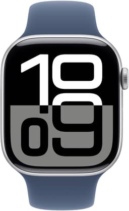Apple Watch Series 10 - Wifi - 46mm - Zilverkleurig Aluminium Case met Denim Sportbandje - S/M — thumbnail 5