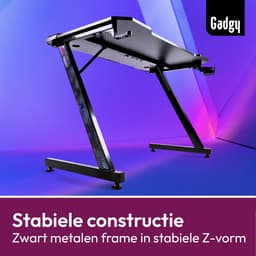 Gadgy Game Bureau Carbon - Gaming Bureau 110 CM Breed - Gaming Desk met Carbon Details - Gaming Tafel met Koptelefoonhouder, bekerhouder & kabeltunnel - Level Up Gamen met Gadgy - Zwart Carbon — thumbnail 5
