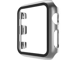 Hoesje geschikt voor Apple Watch 40MM - Bumper hoesje - Screenprotector - TPU - Zilver