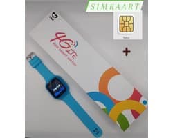 WyWiS® Smart Watch Kinderen Blauw + Simkaart - GPS Horloge Kind - 4G Videobellen -Spatwaterdicht - IP65 - SOS - GPS Tracker -Voice Chat - Alarm Klok -  GEO Fencing