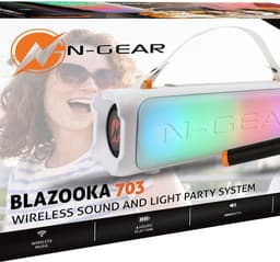 N-Gear Blazooka 703W - Bluetooth Speaker - Karaoke Set - Partybox met Microfoon - Wit — thumbnail 2