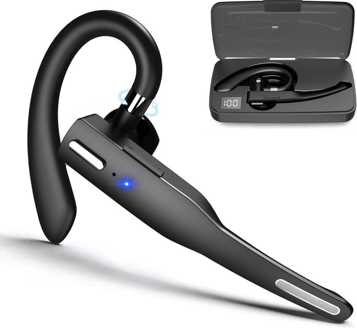 Otiume - Draadloze Headset met Microfoon – Noise Canceling oortjes – Handsfree Bellen – Bluetooth - Zwart — afbeelding 1