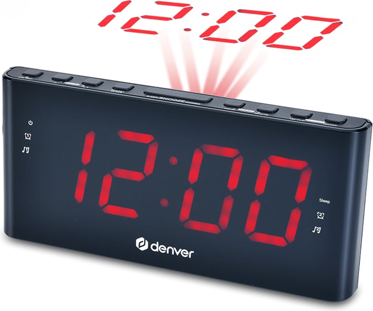 Denver Wekkerradio met Projectie - Digitale Wekker - FM Radio - Dubbel Alarm - CPR710 - Zwart — afbeelding 1