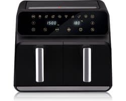 alpina Dubbele Airfryer XXL - Heteluchtfriteuse 2x4L - Air Fryer met Digitaal Touchscreen - Heteluchtoven voor 6 Personen en Meer - 8 Kookprogramma's - Sync-Modus - Timer Functie