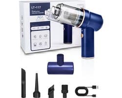 Kruimeldief - Mini kruimeldief - Kruimelzuiger - Handstofzuiger - Nat en droog vuil - Incl. 5 opzetstukken - Air duster - Autostofzuiger - Draadloze stofzuiger - 8000PA - Hepa filter – Blauw