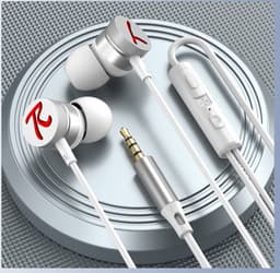 Bedrade oortjes - In Ear Oordopjes - Oortjes met Draad en Microfoon - Extra Bass - 3,5mm Jack Aansluiting - 120cm kabel - Wit — thumbnail 2