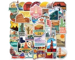 *** 50 Stickers voor Reizen en Landen - Outdoors - Voor Laptop, Auto, Busje, Journal, Muur, etc.- Vakantie van Heble® ***