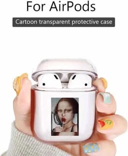 Shieldcase Mona Lisa Case - beschermhoes geschikt voor Airpods 2 case - transparant - Hardcase transparant met Mona Lisa print - Patroon hoesje geschikt voor Airpods 2 — thumbnail 3
