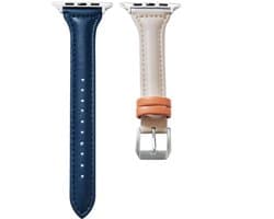 Fungus - Smartwatch bandje - Geschikt voor Apple Watch 38 / 40 / 41 mm - Series 1 2 3 4 5 6 7 8 9 SE iWatch - PU leer - Vrouw - Wit blauw