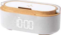 Digitale wekkerradio met draadloze oplader - bluetooth speaker met accu - Snoozefunctie - USB-C - Nachtlampje - dimbaar led display - cadeau voor mannen & vrouwen — thumbnail 2