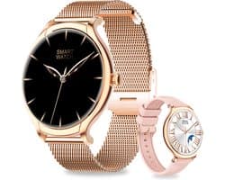 Frenkies® Smartwatch Dames Rose Goud – Stappenteller - Horloge Dames – HD Touchscreen - Activity Tracker & Hartslagmeter - Sporthorloge