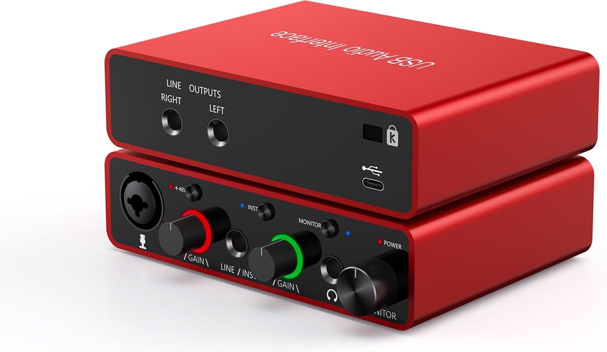 NÖRDIC SGM-225 USB Audio-interface - USB-C - XLR/1/4 - 24bit - 192kHz - Rood — afbeelding 1