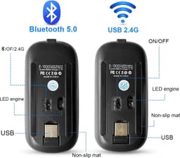Matte Zwart Draadloze oplaadbare RGB muis- geluidloze klik - Voor Pc Ipad Laptop Mobiele Telefoon_ergonomisch - bluetooth - soft-touch muis - Matte Zwart - RGB LED light — thumbnail 5