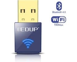 EDUP - USB WIFI + Bluetooth Adapter - 150Mbps - Snelle 2.4Ghz Draadloze Mini WiFi Externe Ontvanger - Perfect voor PC/Laptop - Geschikt Voor Windows / Mac - 10M Bereik