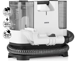 N8WERK Stofzuiger Portable Clean - Bekleding- en tapijtreiniger, licht en compact - Vlekverwijderaar, krachtige 400 watt motor, schoon- en vuilwatertank - Incl. schoonmaakmiddel