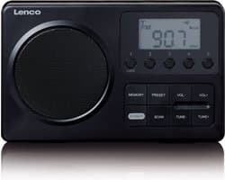 Lenco MPR-035BK Draagbare Radio op Batterijen en Netstroom - Compacte FM Radio met LCD-scherm, 20 Voorkeurzenders en Noodradio Functie - Zwart