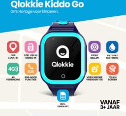 Qlokkie Kiddo GO - GPS horloge kind - Smartwatch kinderen - GPS tracker kind met nauwkeurige locatiebepaling - GPS horloge kind met simkaart - Stel veilige zones in - SOS functie - Whatsapp - Blauw — thumbnail 2