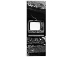Acrylglas - Ouderwetse Televisie in de Muur (Zwart-wit) - 20x60 cm Foto op Acrylglas (Met Ophangsysteem)
