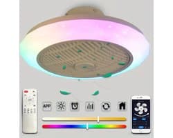 RGB Plafondventilator - Smart Ventilator Lamp - Dimbaar Met App En Afstandsbediening - 6 Standen Ventilator - 50 cm - Woonkamerlamp - Moderne lamp — afbeelding 1