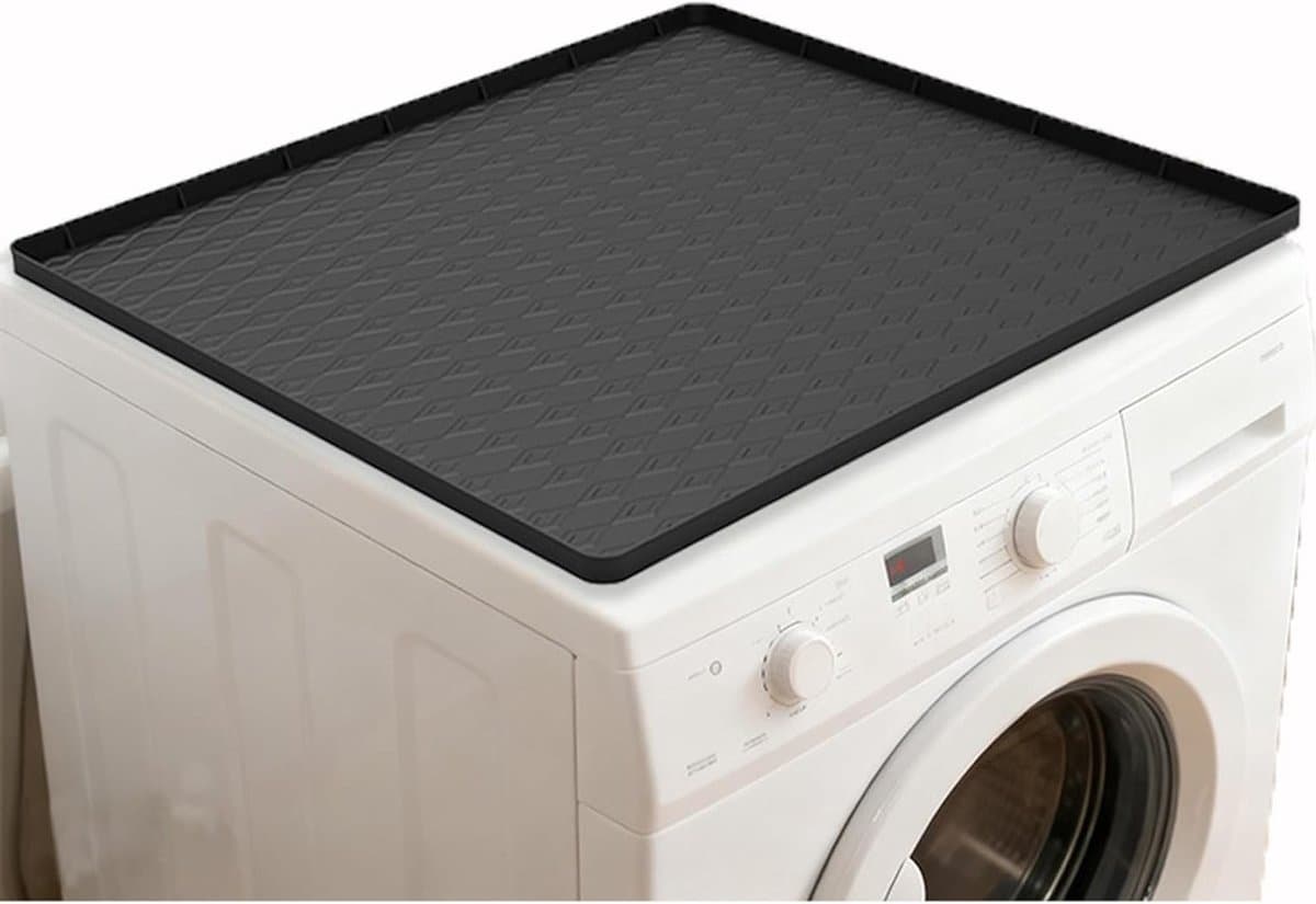 Wasmachinehoes 60 x 50 cm, antislip siliconen mat voor bescherming, wasruimte en keukenwerkblad, zwart — afbeelding 1