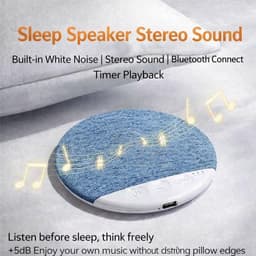 "Slaapkussenluidspreker -Bluetooth-luidspreker voor onder het kussen - Plat Design met Stereobas - Witte Ruis - slaaphulpmiddel - met rustgevende geluiden en slaaptimer - voor zijslapers - voor Volwassenen & Kinderen - grijs - 10*10cm " — thumbnail 3
