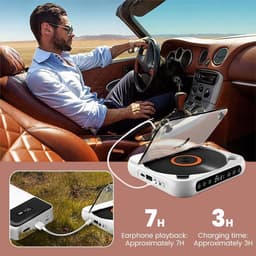 Bluetooth CD-speler - Draagbare CD-speler - Hi-Fi Geluidskwaliteit - 2000mAh Oplaadbare Batterij - 6 Uur Speeltijd - 2.4GHz Bluetooth - Met Anti-schok Technologie - Lichtgewicht 280g - Groente — thumbnail 5