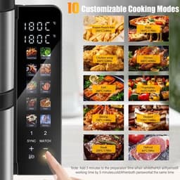 Heteluchtfriteuse – Airfryer – Friteuse – Luchtfriteuse – Digitale Oven – 11 Liter Capaciteit – Dubbele Mand met Cook & Sync Systeem — thumbnail 4