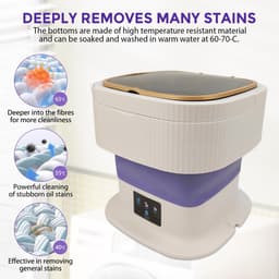 Draagbare Mini Wasmachine 15 Liter – Met Centrifuge Functie – Compact Wasapparaat voor Diepe Reiniging van Ondergoed, Babykleding en Sokken – Voor Thuis, Reizen en Camping — thumbnail 3