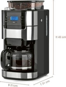SNJY® Koffiemachine met Bonen - Volautomatische Koffiemachine - Espressomachine - Koffiezetapparaat Bonen - 900 W - Zwart — thumbnail 4