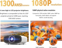 KZQ Slaapkamer Projector - Mini Draagbare Telefoonprojector - Ondersteunt Full Hd 1080p En 4k - Met Autofocus En Automatische Keystone Correctie - Geschikt Voor Voetbal Kijken - Wit — thumbnail 4