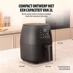 Mini Digitale Heteluchtfriteuse - Olievrij - 6 kookprogramma's - Antiaanbaklaag - Verstelbare thermostaat - 2L - 1500W — thumbnail 4