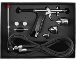 Multi-functionele airbrush set met 0.3mm, 0.5mm en 0.8mm nozzles en cups voor precisiewerk en creatief schilderen