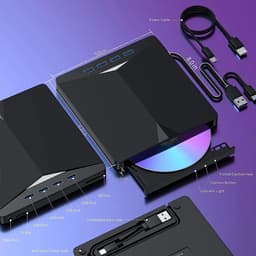Externe DVD Brander - CD RW Station - Bestanden Archiveren - USB 3.0 Type-C — thumbnail 3