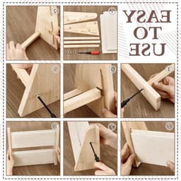 Houten kettinghouder met 2 niveaus voor sieraden, organiseer tot 34 kettingen in stijl, beige kleur — thumbnail 4