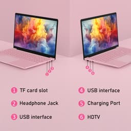 Auusda T152A - 15.6 inch roze laptop - N95 processor, 16GB RAM, 512GB NVMe SSD - Full HD scherm - Backlit toetsenbord - Vingerafdruksensor - WIFI5 — thumbnail 4