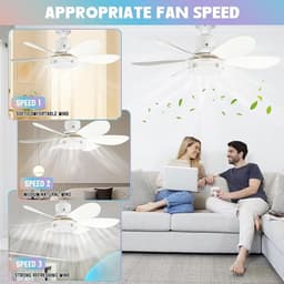 Verte Plafondventilator met lamp - afstandsbediening, 40 W - RGB kristallen afdekking - Stille Plafondventilator - 6 vleugels - Energy Label A+++ — thumbnail 3